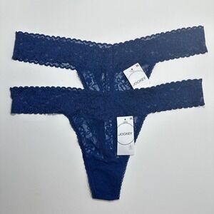 Jockey Women's Soft Touch Blue Lace Thong XXL 2 Pair NEW